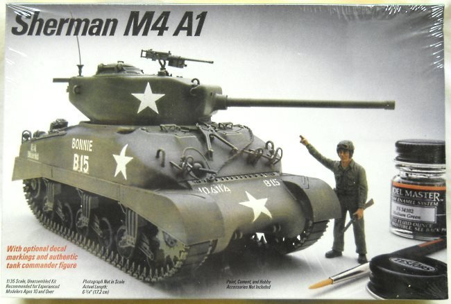 Testors 1/35 Sherman M4A1 Tank, 793 plastic model kit